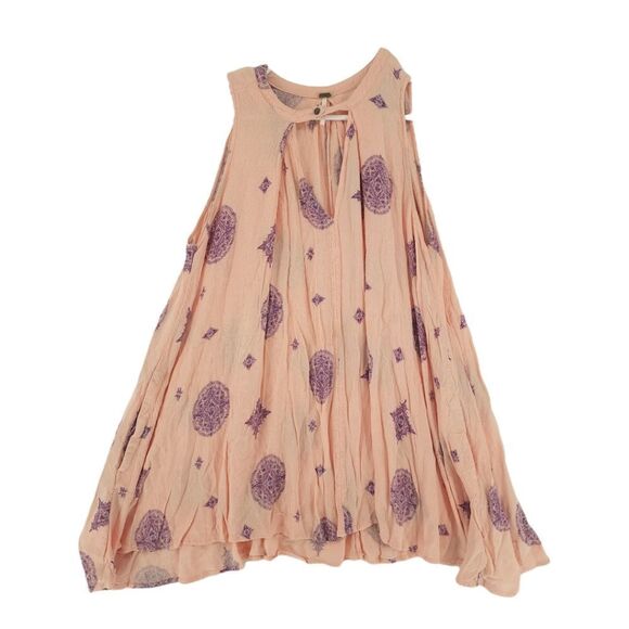 Free People Small Peach Sleeveless Swing Tunic with Pockets - Picture 3 of 11